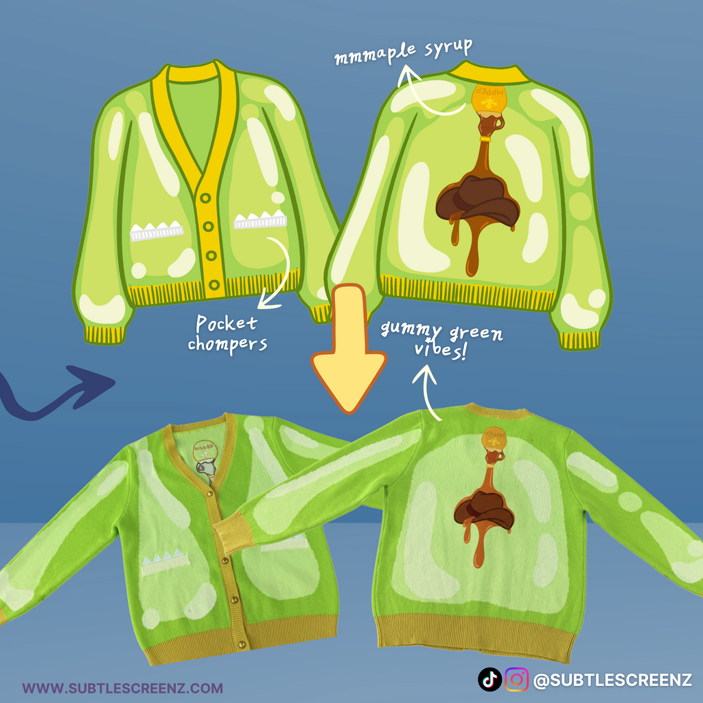 PREORDER: Gummi Gator Cardigan SUBTLE SCREENZ