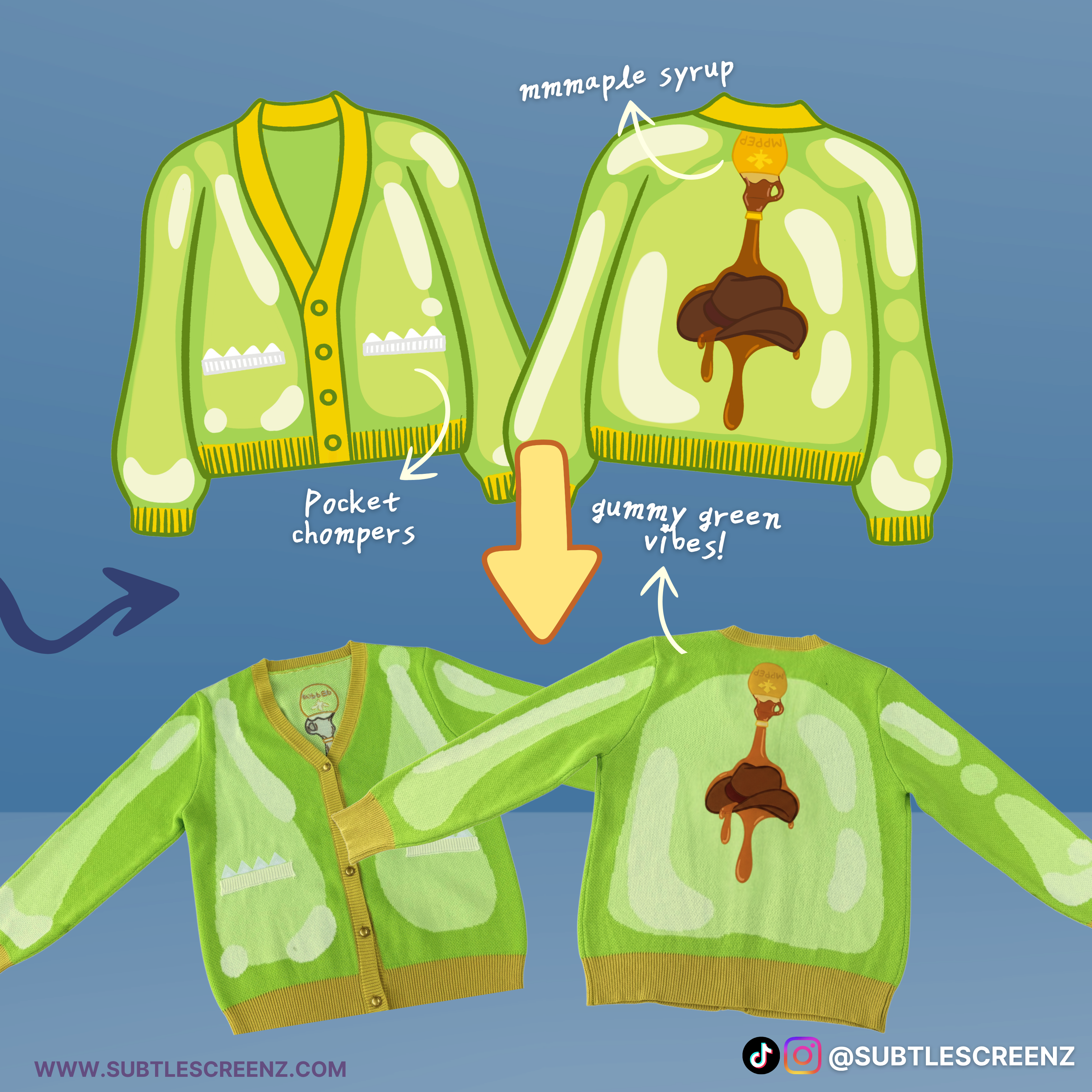 PREORDER: Gummi Gator Cardigan SUBTLE SCREENZ