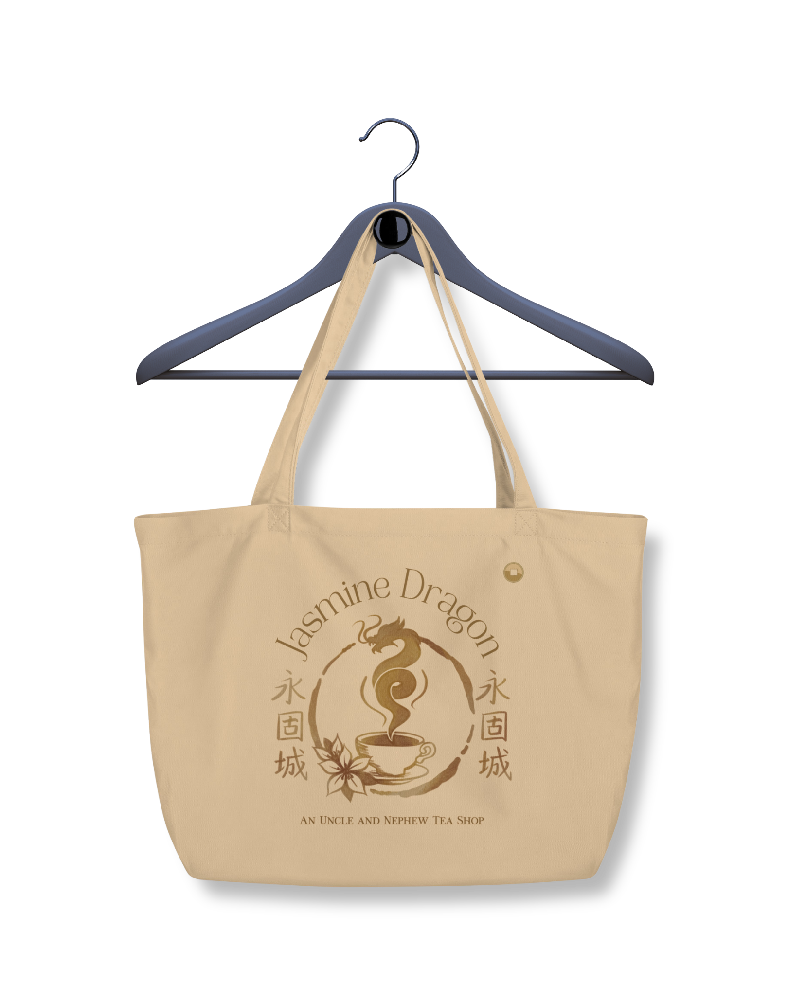 Large Jasmine Dragon organic tote bag SUBTLE SCREENZ