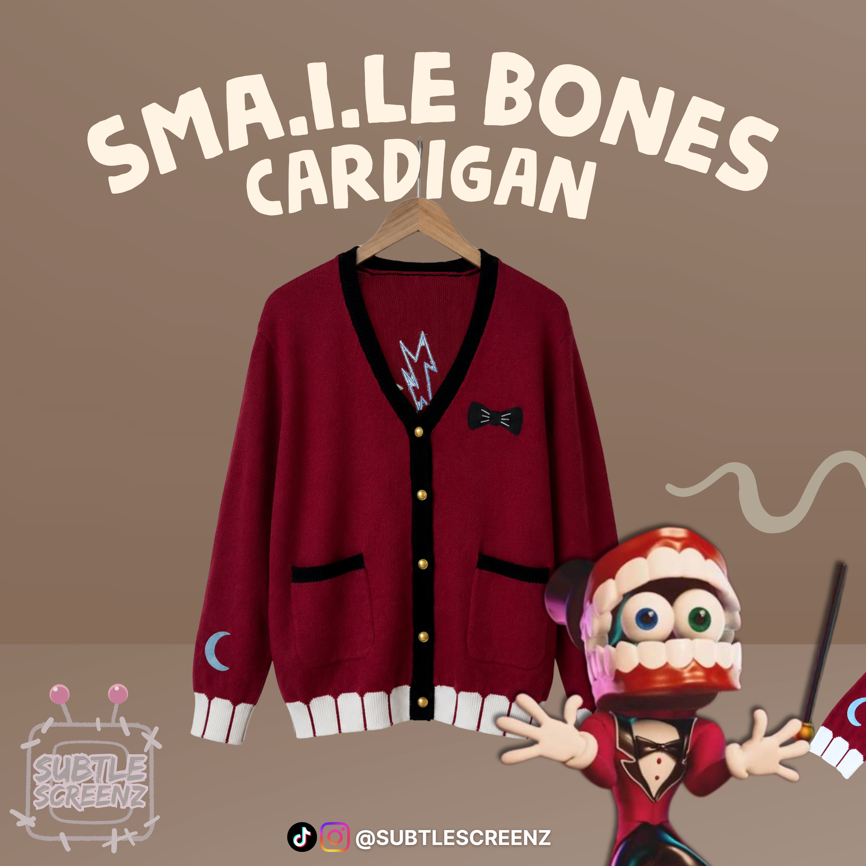 PREORDER: Sma.i.le Bones Cardigan SUBTLE SCREENZ