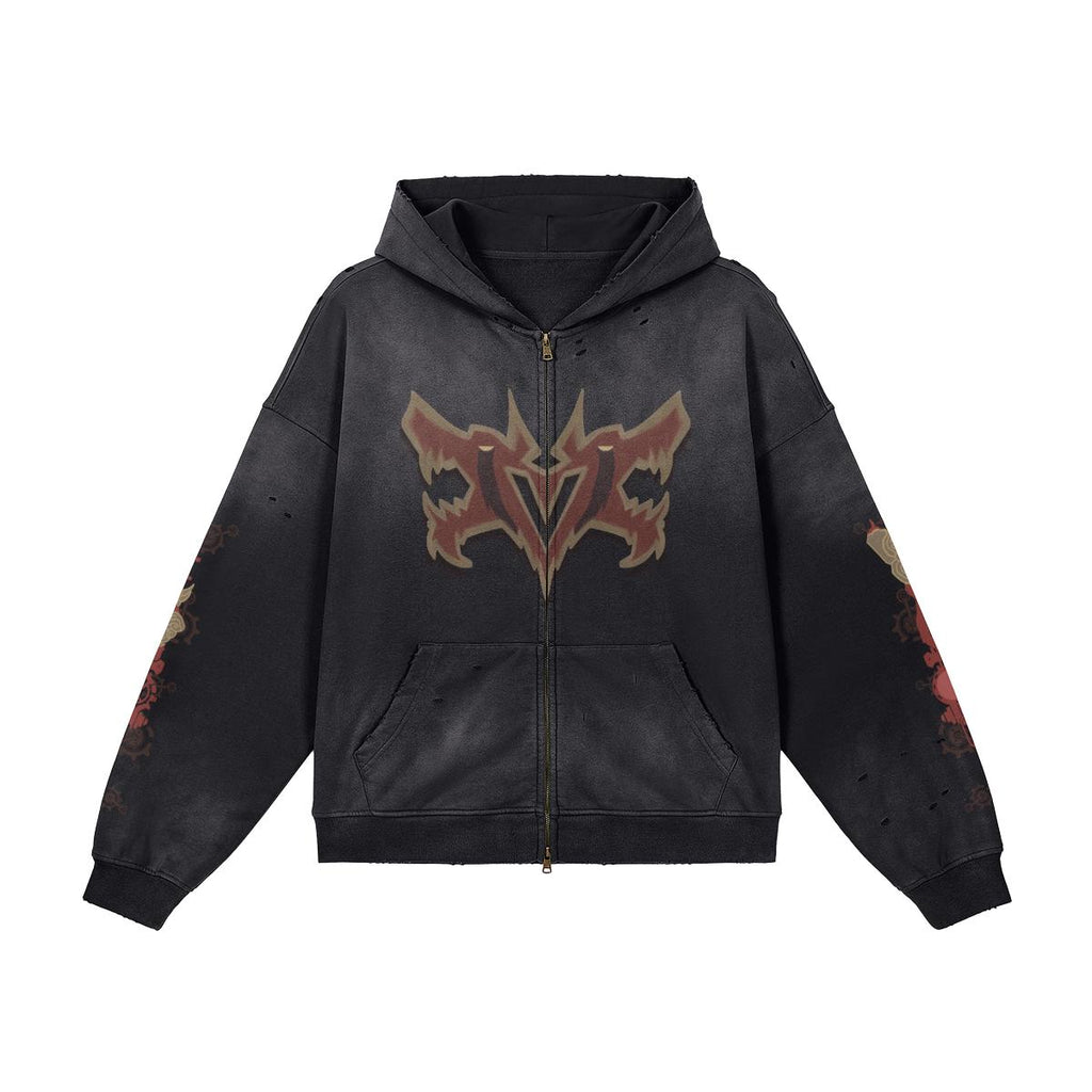 Pit Vightor “Violet Arcane” Distressed Full Zip Hoodie SUBTLE SCREENZ
