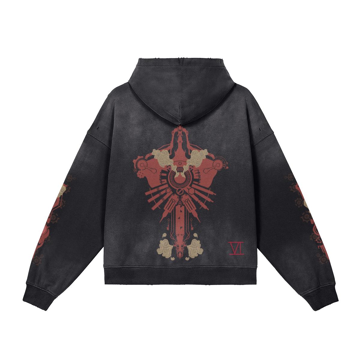 Pit Vightor “Violet Arcane” Distressed Full Zip Hoodie SUBTLE SCREENZ