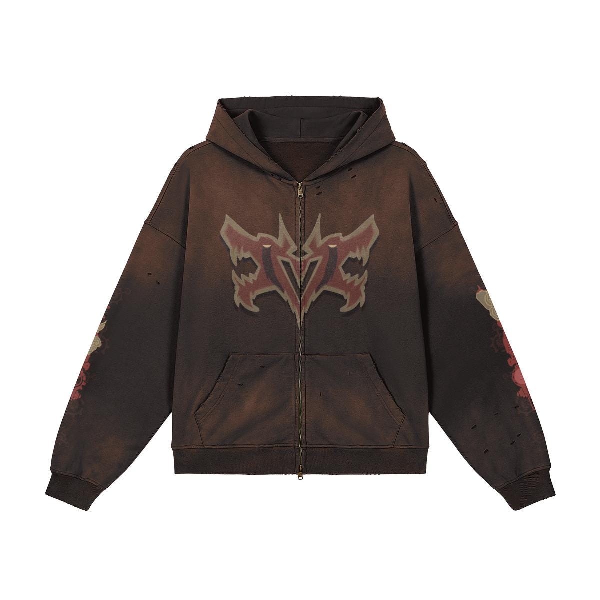 Pit Vightor “Violet Arcane” Distressed Full Zip Hoodie SUBTLE SCREENZ