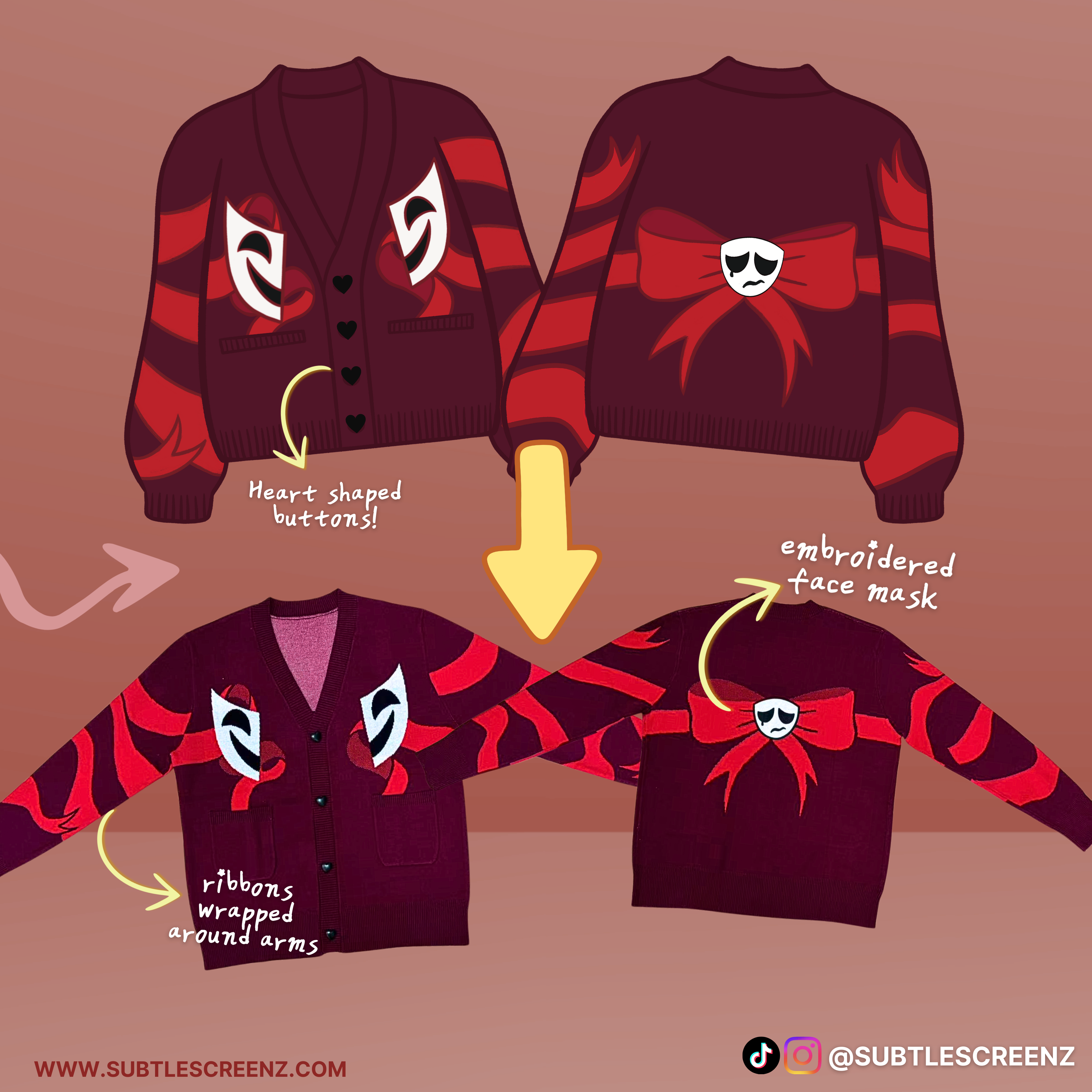 PREORDER: Stage Face Cardigan SCREENZ STITCH